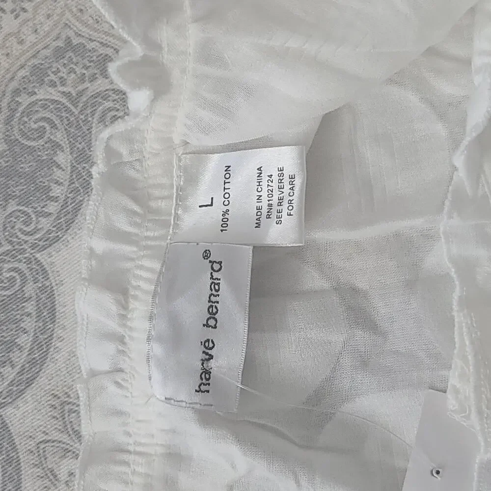 Harve Benard Vintage100% cotton Dot detail women's blouse Ivory Size Large - Picture 3 of 7